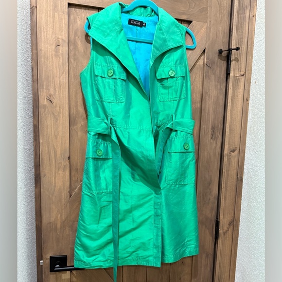 TERI JON Rickie Freeman double breasted silk dress green 12 - Picture 2 of 2